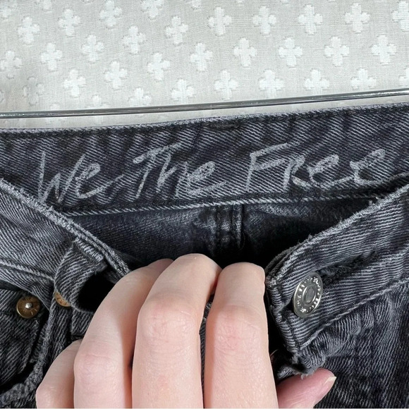 Free People We The Free Black High Rise Straight Leg Jeans - Picture 2 of 4